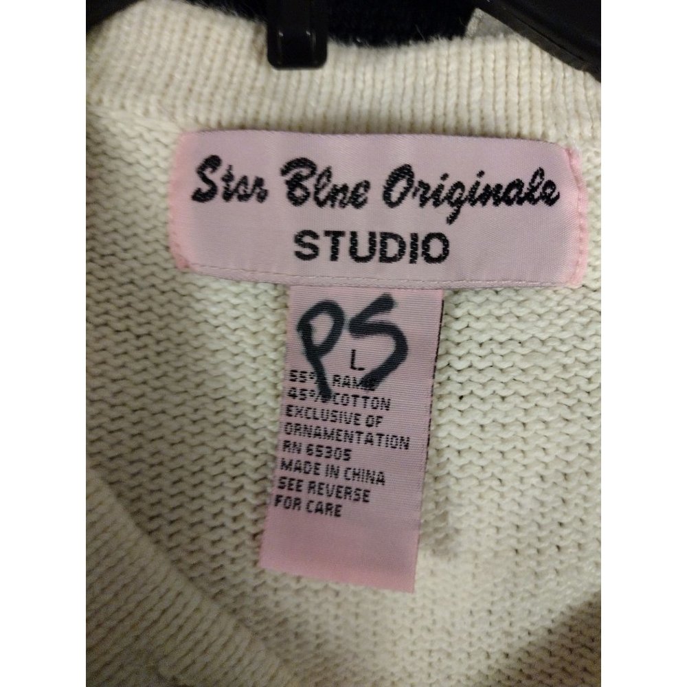 Star Blue Originals Womens Sweater Cardigan Size L Santa Not So Ugly Christmas - Picture 6 of 6